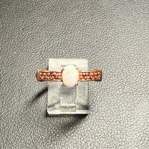 Rose Gold Over Sterling Opal with Pink Tourmaline Accents Ring  STS Size 10.5